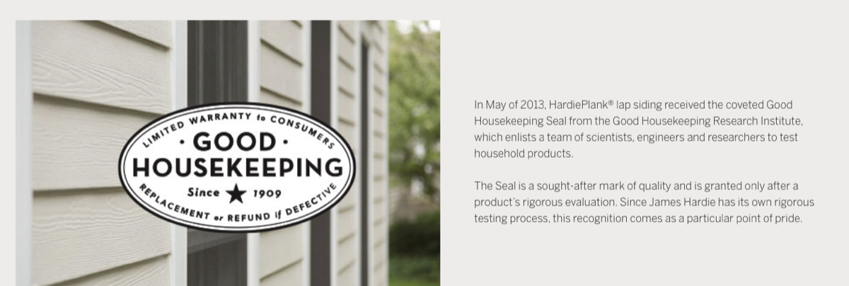 Hardie has the Good Housekeeping Seal